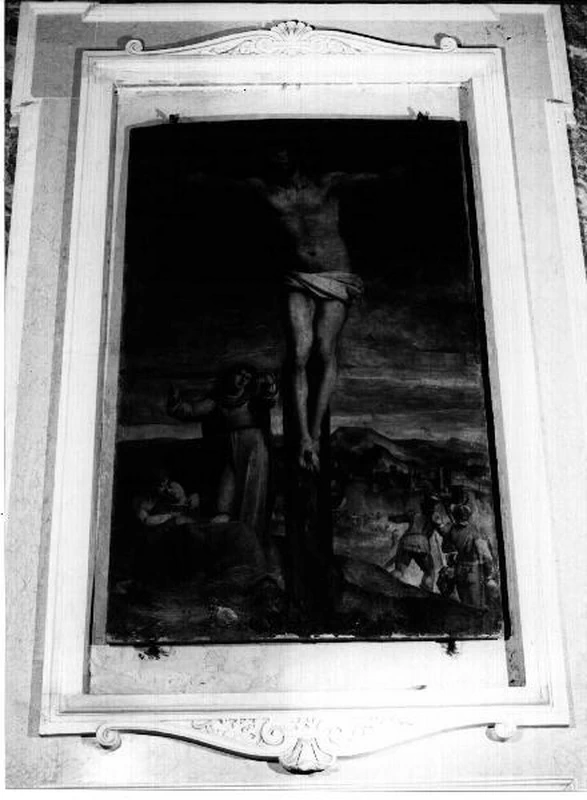Cristo crocifisso con la Madonna, Santa Maria Maddalena, San Giovanni evangelista - Genova